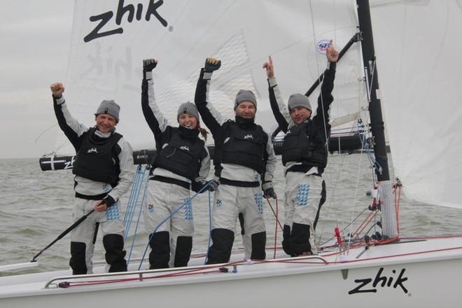 The Winner (L to R) Rodion Luka, Anna Stepanova,Oleg Zherebtsov - SB20 European Championships 2012 © Katie Ashworth/Sportsboat World